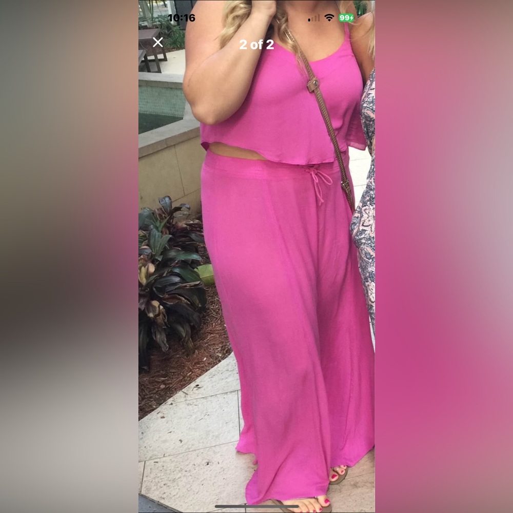 Free People Bright Fuchsia Two-Piece Lounge Set